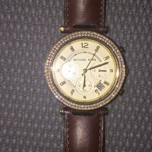 Michael Kors Leather/Gold Watch